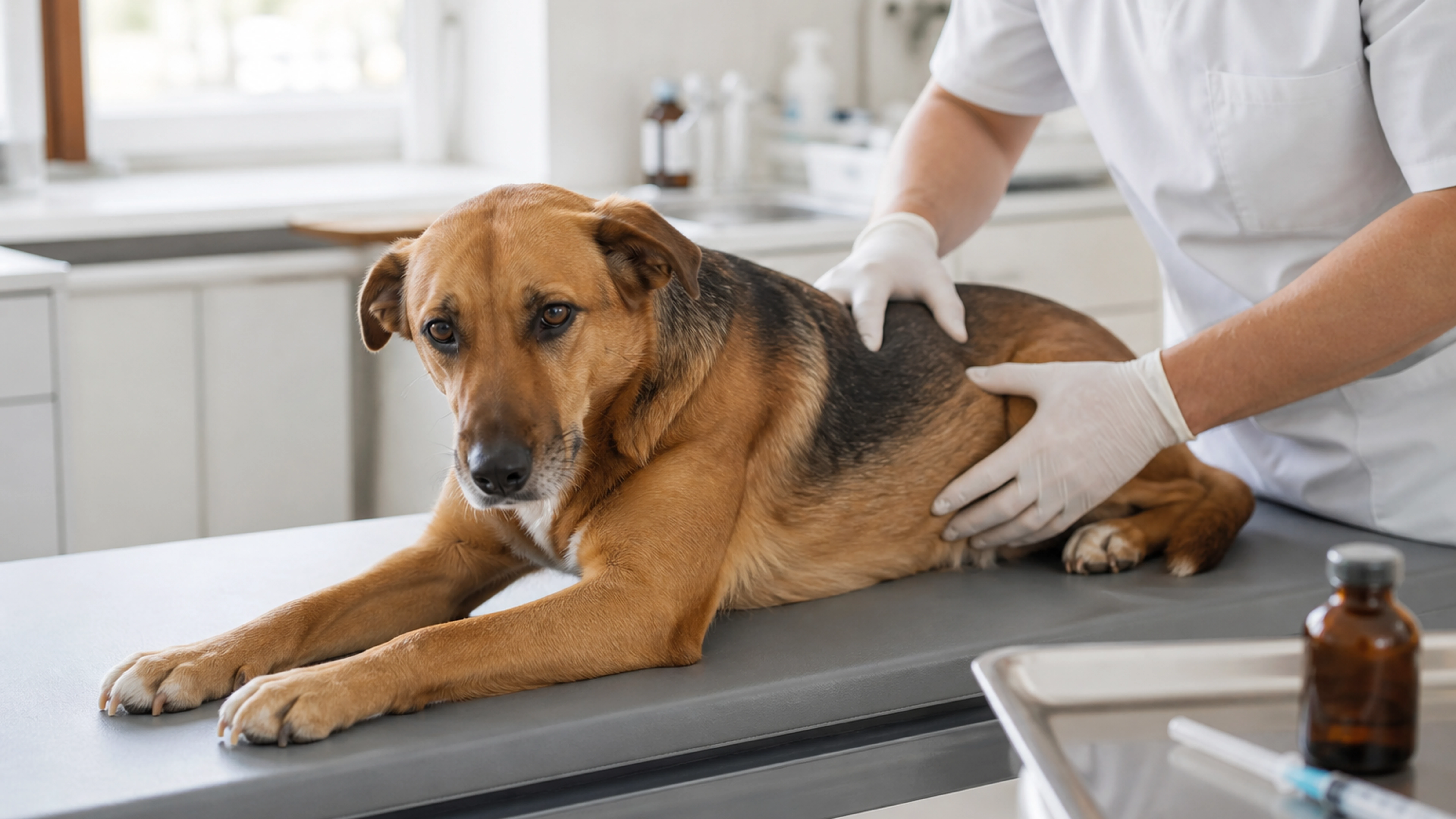 Illustration éditoriale pour l’article « Hernie discale du chien et cortisone : soins et risques »